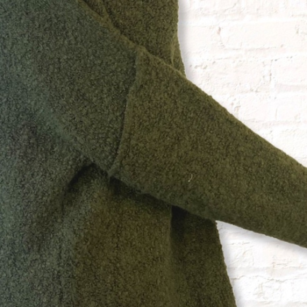 A New Day Womens Hooded Sweater Size Large Green Boucle Yarn Wool Pullover - Picture 7 of 14